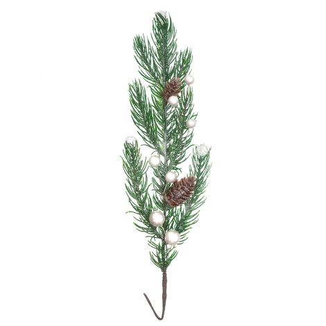 Gałązka Świerku dpCraft z perłami, 25cm